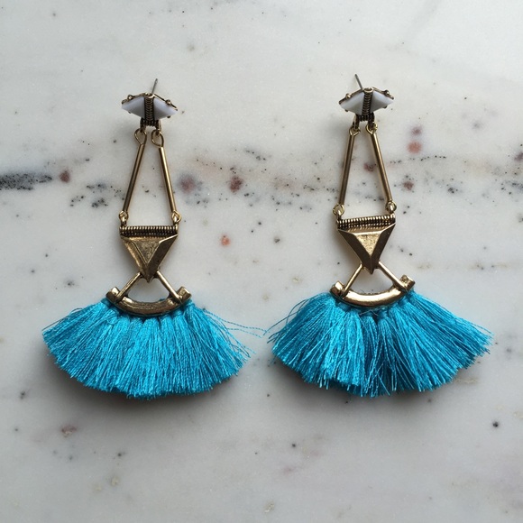 🆑 "Catalina" Earrings || Turquoise Tassel - Picture 2 of 9
